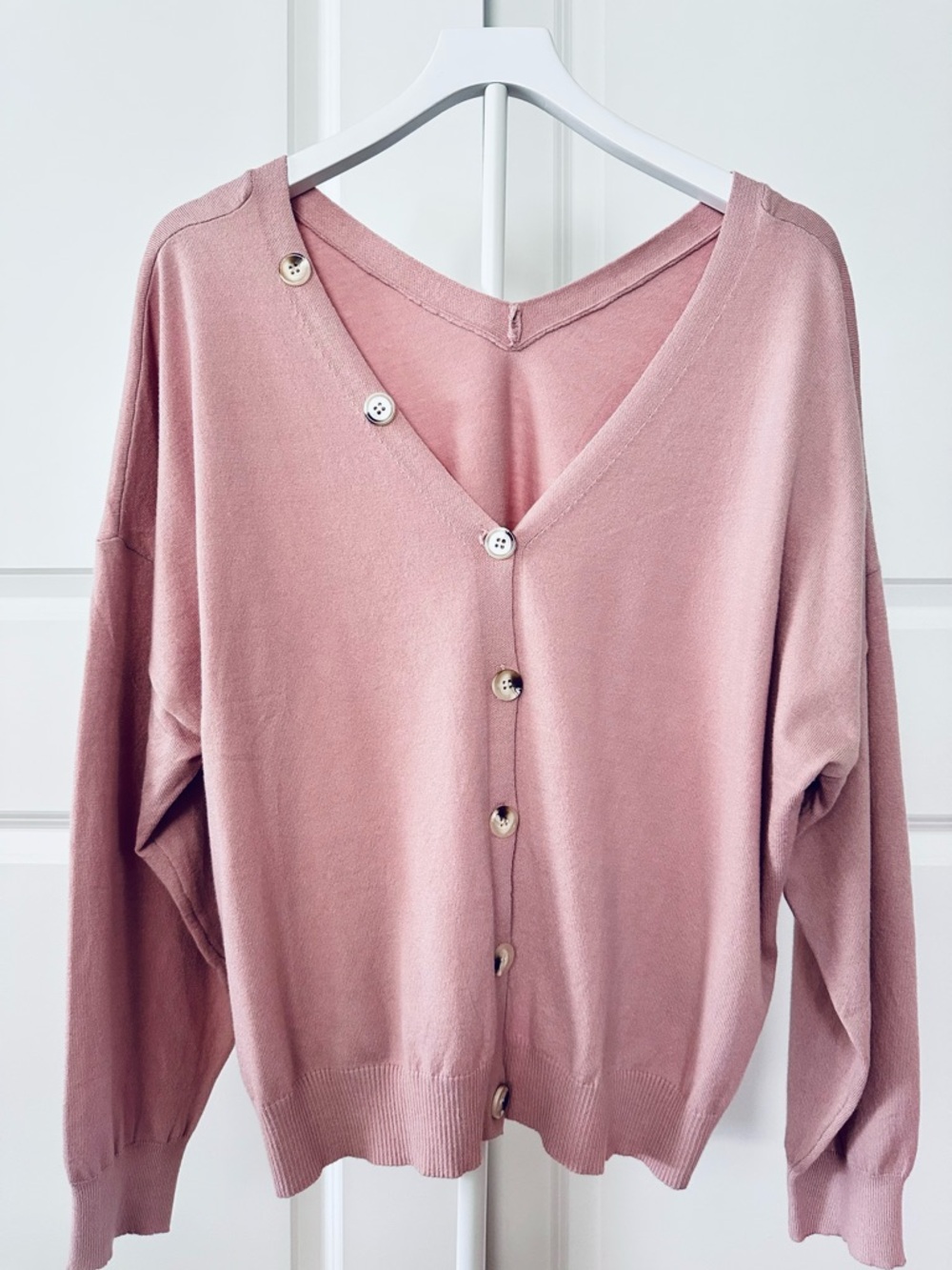 Women’s SHEIN Dusty Pink Button-Front V-Neck Cardigan Size 2XL
